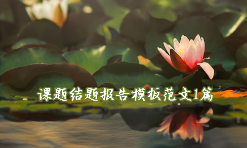 課題結題報告模板范文1篇