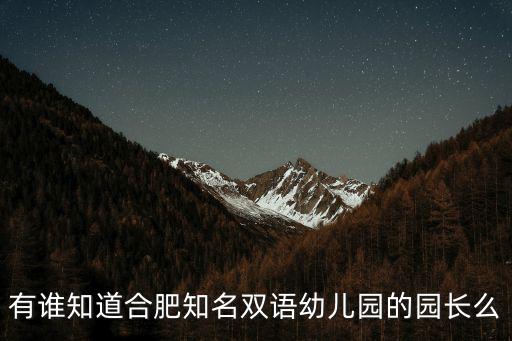 有誰知道合肥知名雙語幼兒園的園長么
